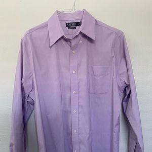 Large 17” neck 36/37 sleeve Lauren by Ralph Lauren button down shirt, purple